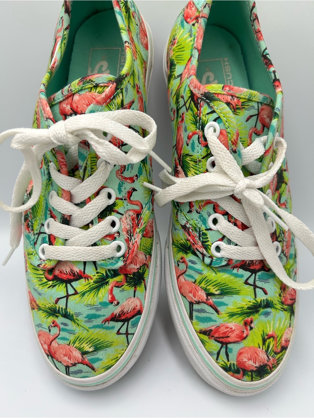 Women’s Van’s Flamingo Print Canvas Sneakers - Pink/Green